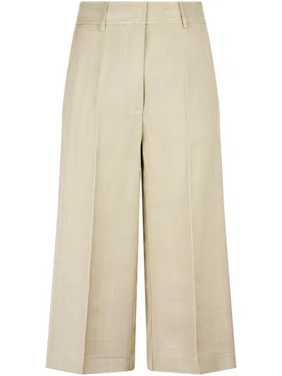 Forte Forte Cropped Pants With Relaxed Wide-leg Silhouette In Neutral