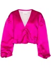 Forte Forte Cropped-bluse Aus Satin In Violett