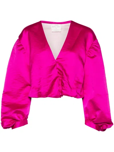 Forte Forte Cropped-bluse Aus Satin In Pink