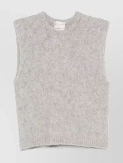 Forte Forte Cropped Sleeveless Top Ribbed Hem In Gray