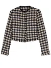 Forte Forte Beige And Blue Single-breasted Jacket With Large Houndstooth Motif In Tweed Woman In Blue