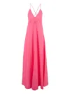 Forte Forte Fuchsia Sleeveless Long Dress With Criss-crossed Spaghetti Straps And Rear Button Closure In Tech Fa