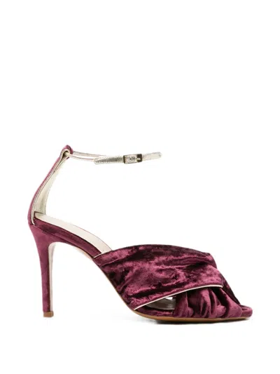 Forte Forte Crossover Velvet Sandals In Purple