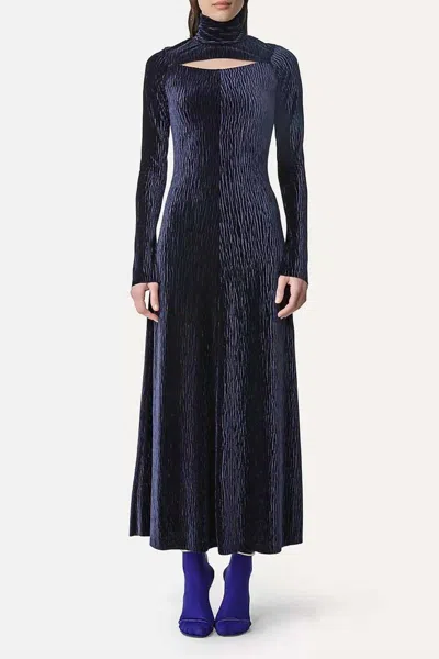 Forte Forte Crush Velvet Long Dress In Night Fall In Blue