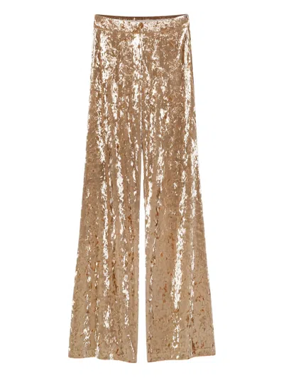 FORTE FORTE CRUSHED-VELVET FLARED TROUSERS
