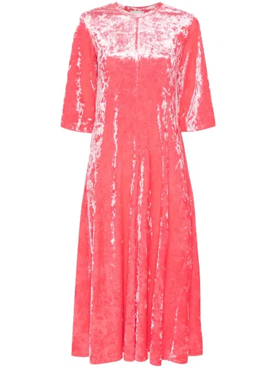 Forte Forte Crushed-velvet Midi Dress In Pink