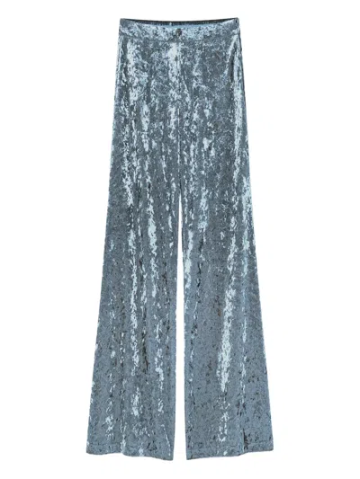 Forte Forte Crushed-velvet Trousers In Blue