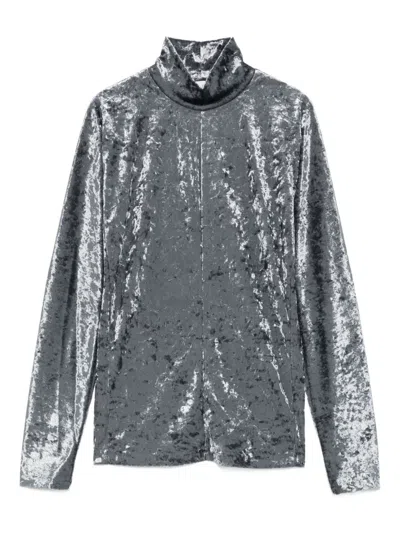 FORTE FORTE CRUSHED-VELVET TURTLENECK TOP