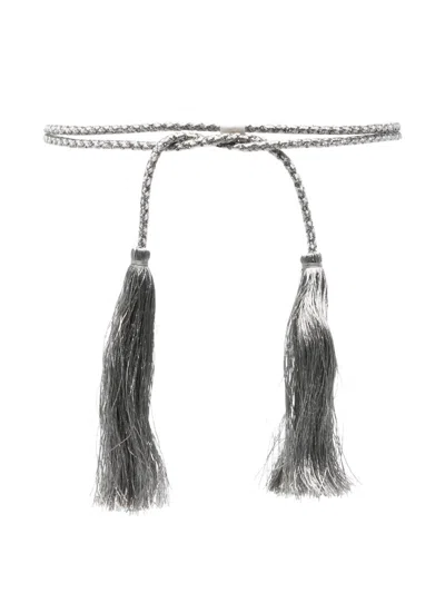 Forte Forte Crystal And Tassels Belt In Gray