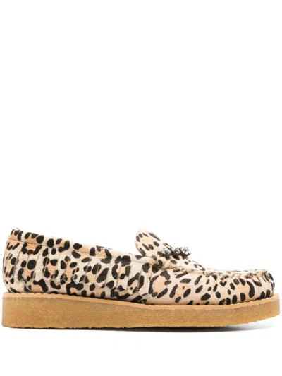 Forte Forte Crystal-embellished Animal-pattern Loafers In Braun