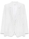 Forte Forte Embellished Double-breasted Silk Jacket With Button Detailing In Grey
