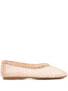 Forte Forte Crystal-embellished Mesh Ballet Flats In Neutrals