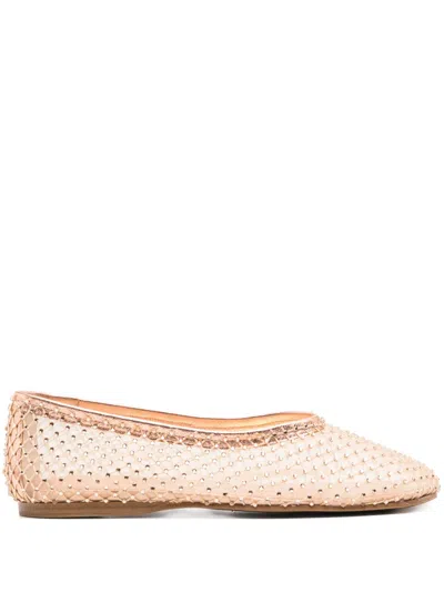 Forte Forte Crystal-embellished Mesh Ballet Flats In Rose