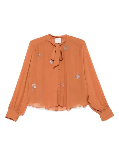 Forte Forte Crystal-embellished Shirt In Orange