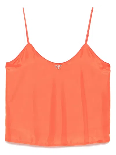 Forte Forte Crystal-embellished Silk Top In 橘色