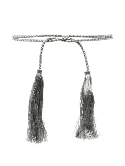 Forte Forte Crystal-embellished Tassel Belt In Gray