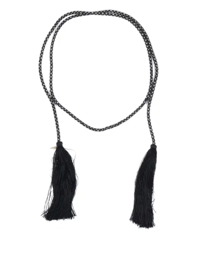 Forte Forte Crystal-embellished Tassel-detail Tie Belt In Brown