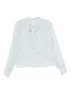 Forte Forte Crystal-embellished Tie-neck Shirt In Blue