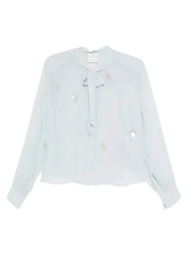 FORTE FORTE CRYSTAL-EMBELLISHED TIE-NECK SHIRT