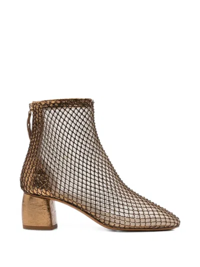 Forte Forte Crystal-embellished Mesh Ankle Boots In Red