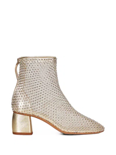 Forte Forte Crystal-embellished Mesh Ankle Boots In Gold