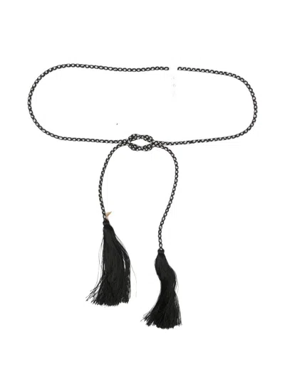 Forte Forte Crystals And Tassels Belt In Black