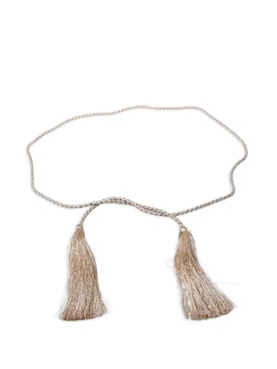 Forte Forte Crystals And Tassels Belt In White