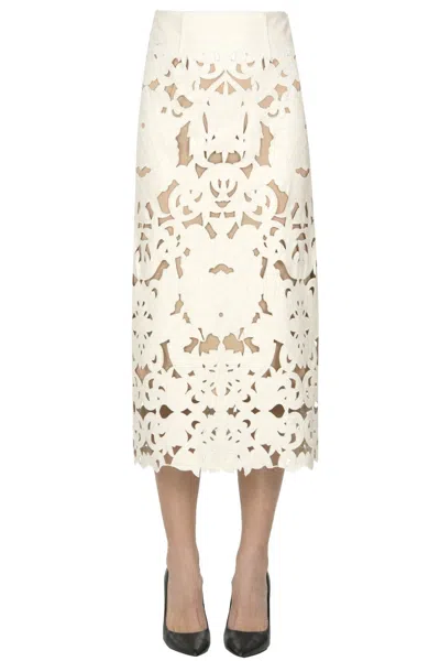 Forte Forte Cut-out Eco-leather Pencil Skirt In Neutral