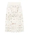 Forte Forte Cut-out Midi Skirt With Floral Pattern In Beige