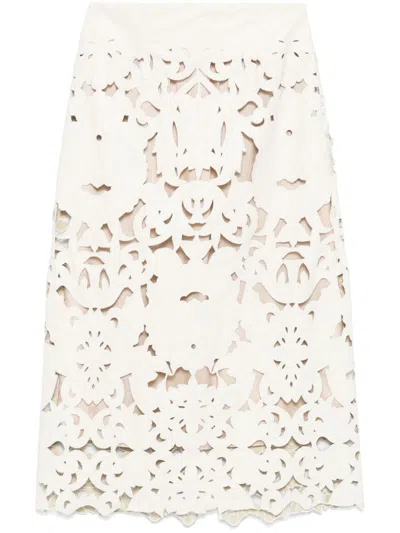 FORTE FORTE CUT OUT MIDI SKIRT IN BEIGE