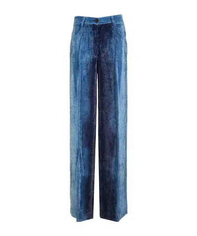Forte Forte Degrade Denim Velvet Wide-leg Pants In Blue