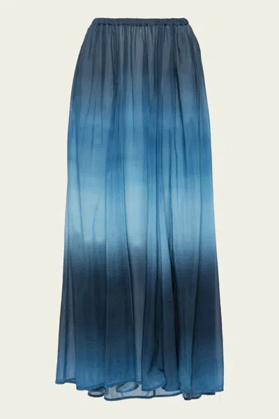 FORTE FORTE DEGRADÉ DENIM VOILE SKIRT IN DELAVÉ 