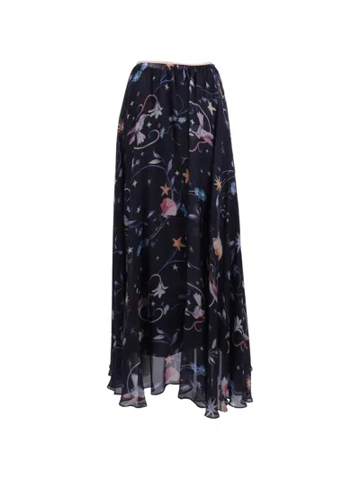 Forte Forte Deliverance Floral-print Chiffon Skirt In Blue