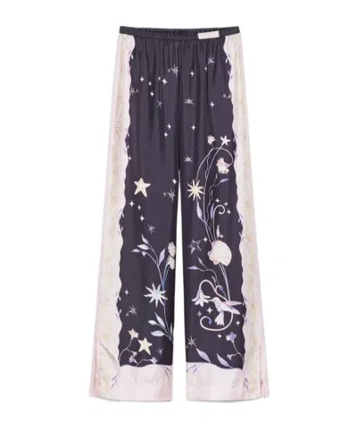 Forte Forte Deliverance Print Twill Stretch Trousers In Blue