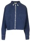 Forte Forte Cotton Denim Calvary Cropped Shirt In Blue