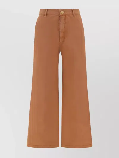 Forte Forte Denim Legging Style Cotton Trousers In Brown