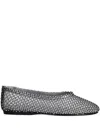 Forte Forte Strass Mesh Anckle Ballerina In Nero In Black