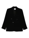 Forte Forte Tailored Double-breasted Jacket Featuring Flap Pockets In Black