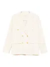 Forte Forte Double-breasted Tailored Jacket Featuring Flap Pockets In Neutral