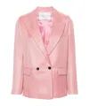 Forte Forte Double-breasted Striped Blazer In Pink