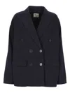 Forte Forte Structured Double-breasted Blazer With Classic Lapel In Blue