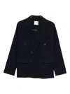 Forte Forte Tailored Double-breasted Jacket Featuring Flap Pockets In Black