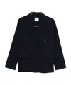 Forte Forte Tailored Double-breasted Jacket Featuring Flap Pockets In Blue