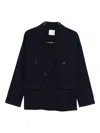 Forte Forte Tailored Double-breasted Jacket Featuring Flap Pockets In Blue