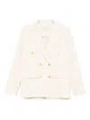 Forte Forte Double-breasted Tailored Jacket Featuring Flap Pockets In Neutral