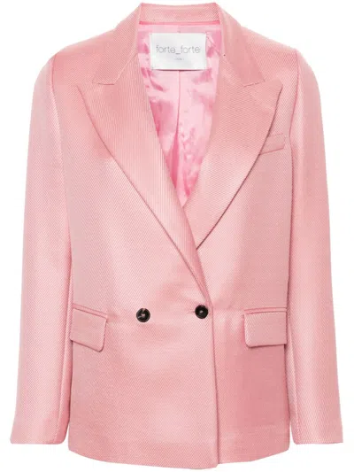 Forte Forte Double-breasted Striped Blazer In Pink
