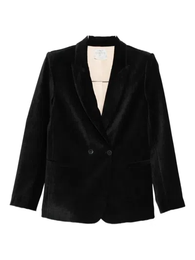 Forte Forte Double-breasted Velvet Jacket Pockets In Black