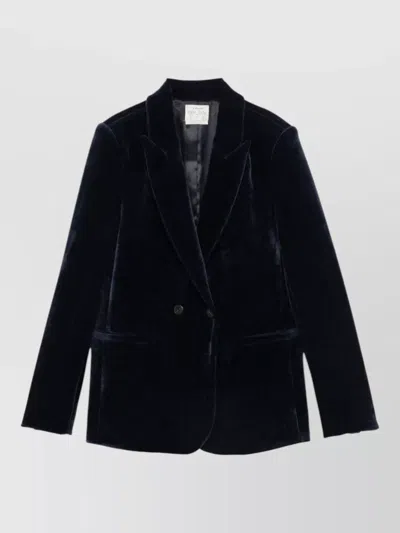 Forte Forte Double Breasted Velvet Tailored Jacket In Blue