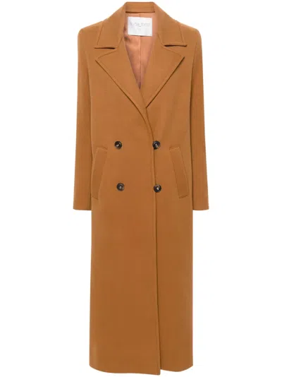 Forte Forte Double-breasted Virgin Wool Maxi Coat In Brown