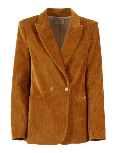 Forte Forte Double Velvet Double-breasted Jacket In Brown